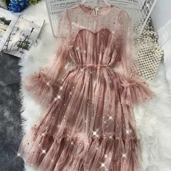 👗HP🎉Fairy dress pink sparkle sequin mesh - Picture 4 of 12